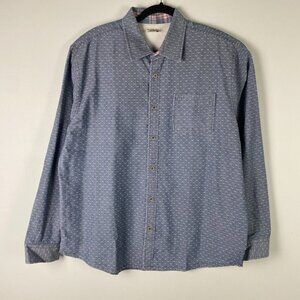 Carbon 2 Cobalt Button Up Shirt Mens Large Blue Long Sleeve Pocket